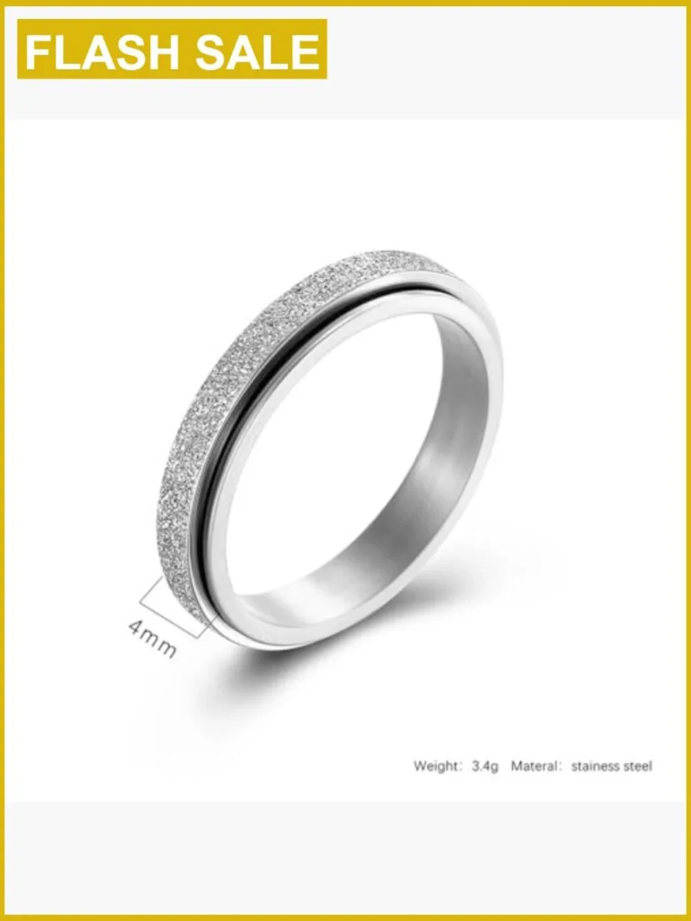 Anxiety Relief Spinner Ring Stainless Steel Fidget Wedding Band